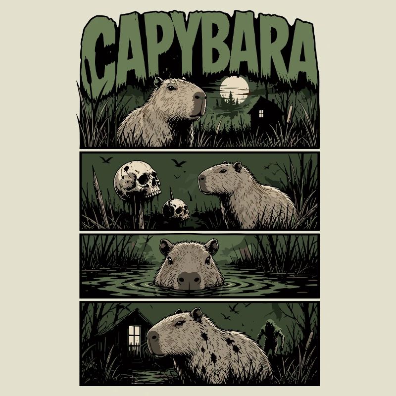 Horreur de capybara dans la baignade nocturne