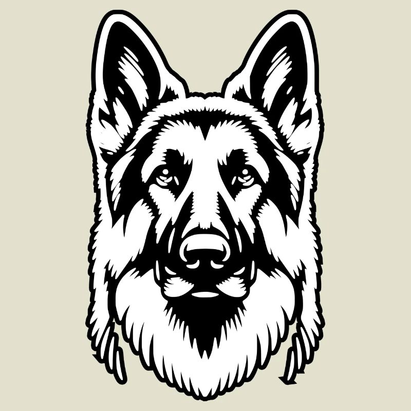 German Shepherd black silhouette from head