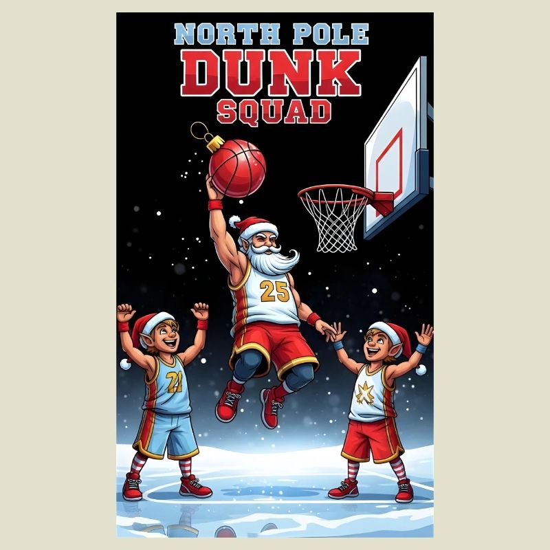 Équipe de dunks du pôle nord de basketball de Santa Dunking