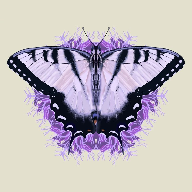 Papillon blanc à fleur pourpre