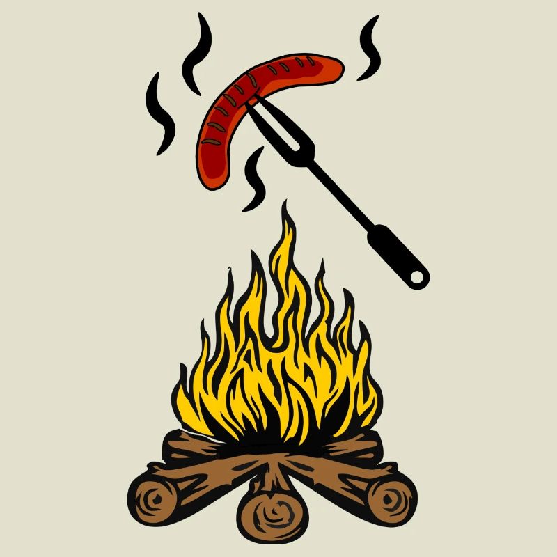 Campfire with bratwurst