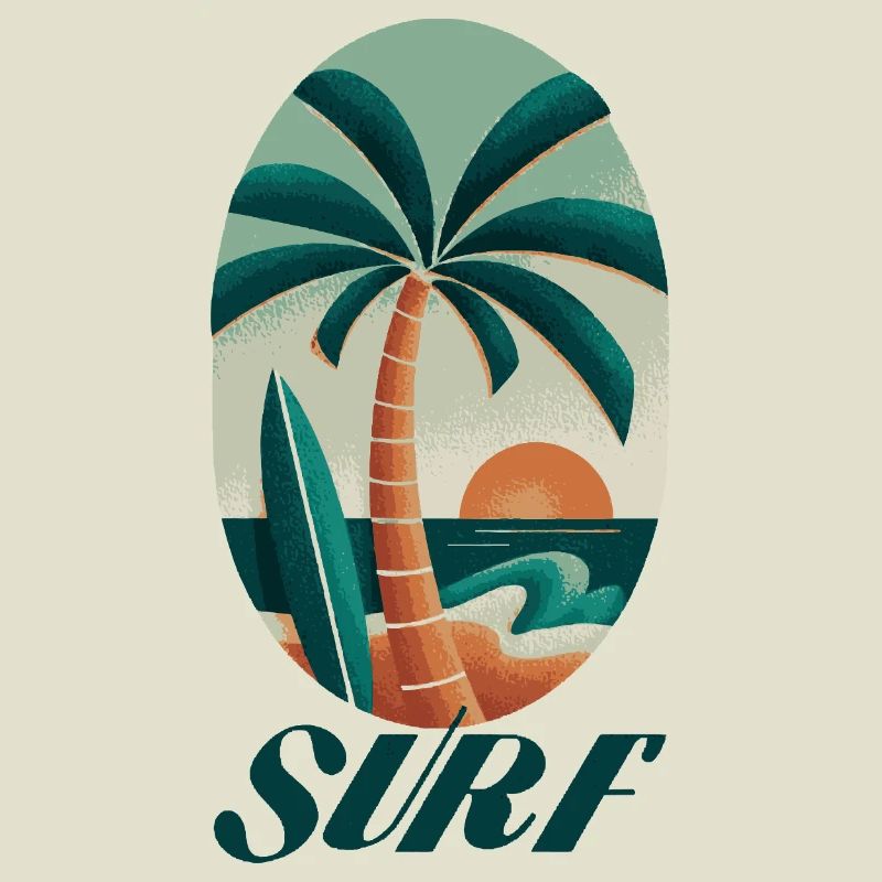 Surf Palm Tree and Beach