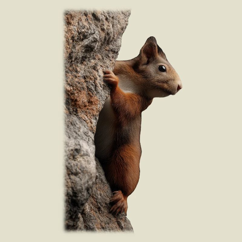 Curious squirrel on the tree trunk