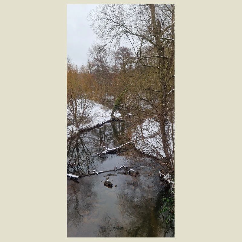 Rivière d’hiver dans le brouillard