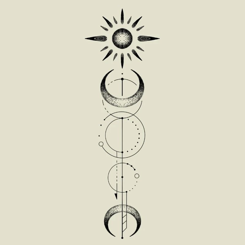 Geometric pattern moon sun