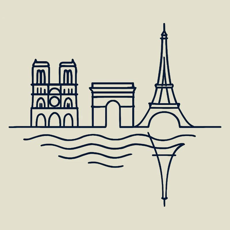 Paris Lines: Eiffel Tower and Arc de Triomphe