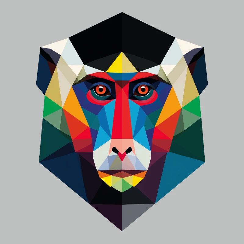 Geometric Monkey Head Art Print