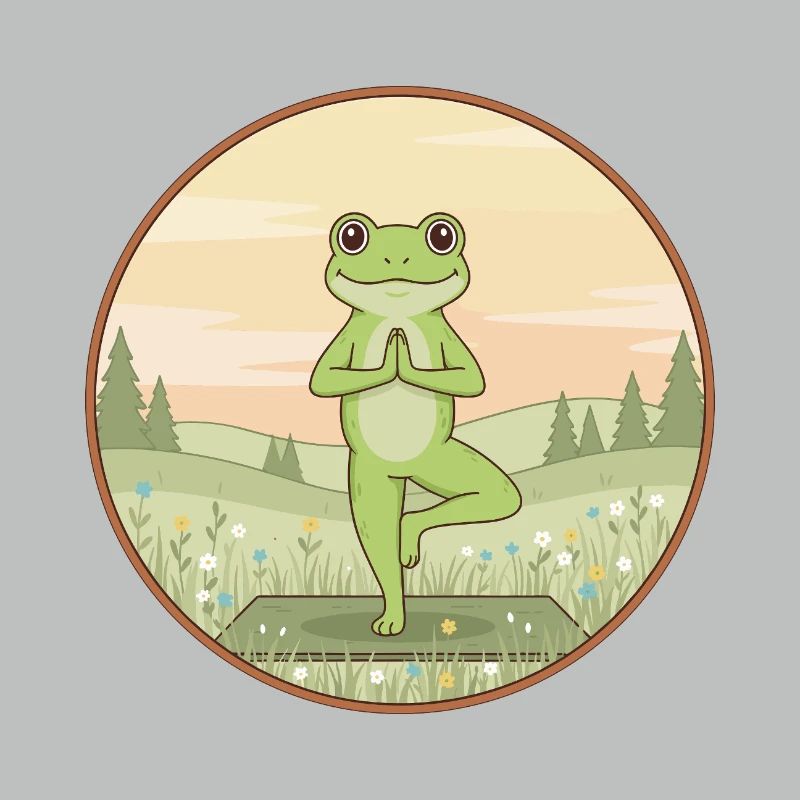 Yoga Frog Amphibian Doing Tree Pose