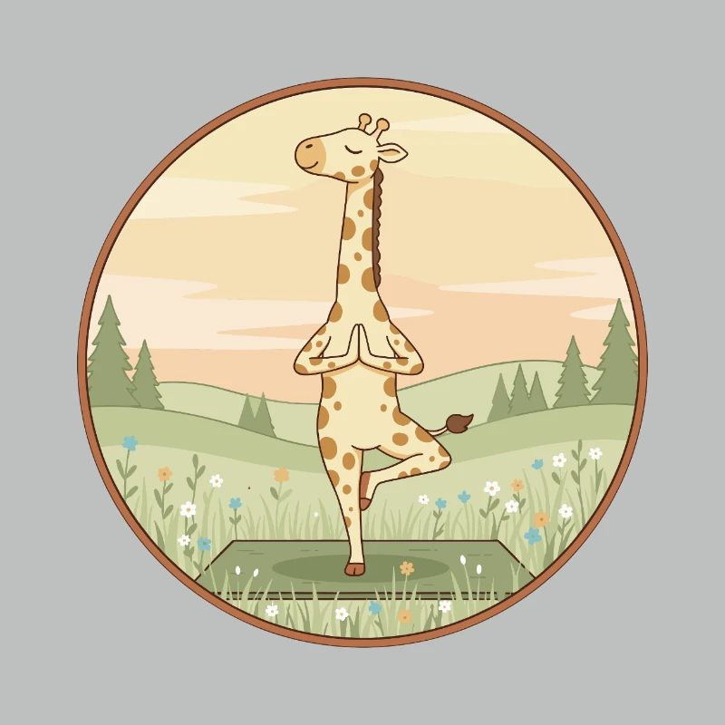 Yoga Giraffe Animal Doing Tree Pose