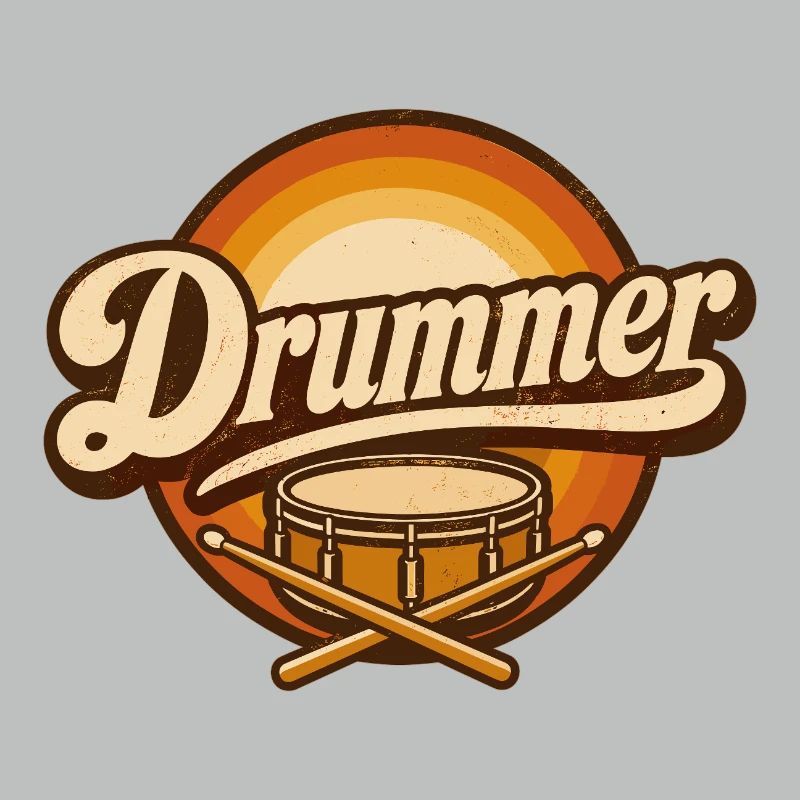 Logo rétro du batteur avec batterie