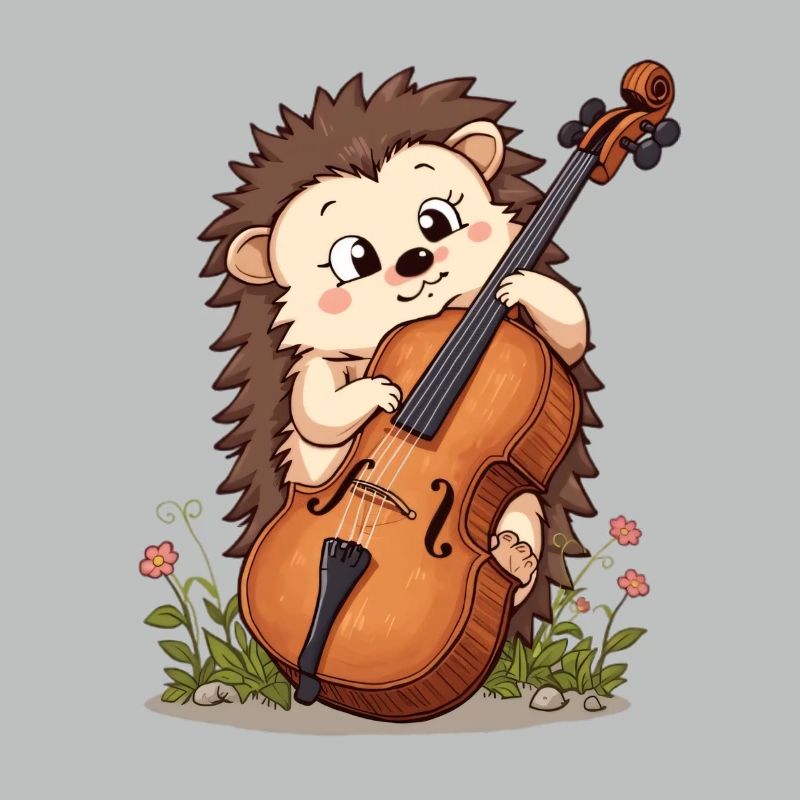 Hérisson violoncelle dans le jardin fleuri