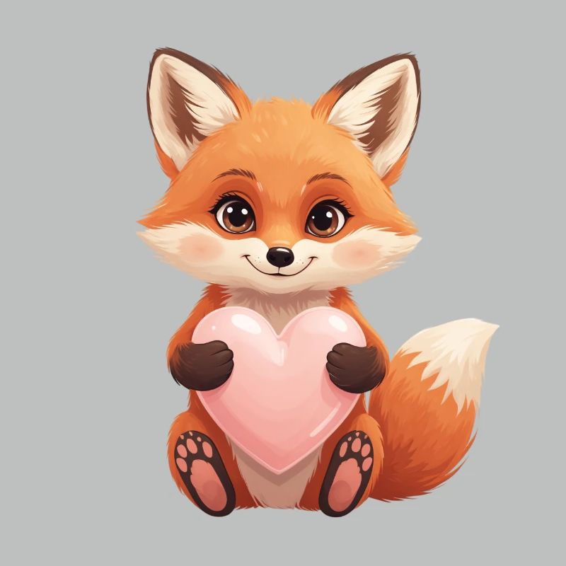 Cute fox with heart