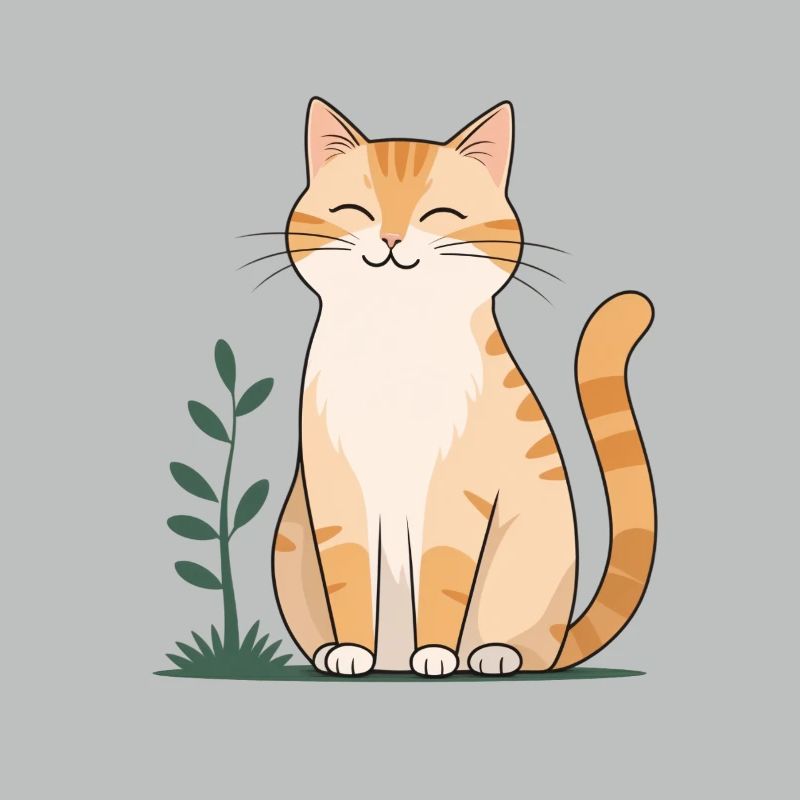 Chat Orange Joyeux en Vert