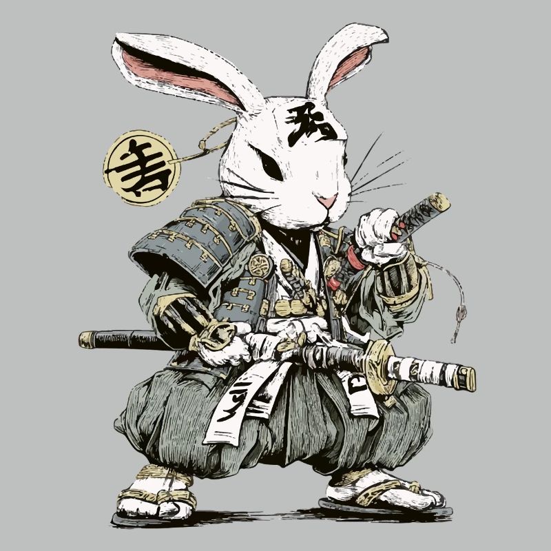 Rabbit Samurai Warrior with Katana