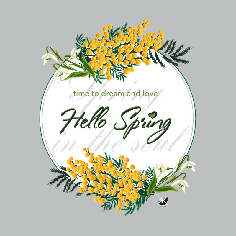 Mimose und Frühlingsglöckchen. Hello spring