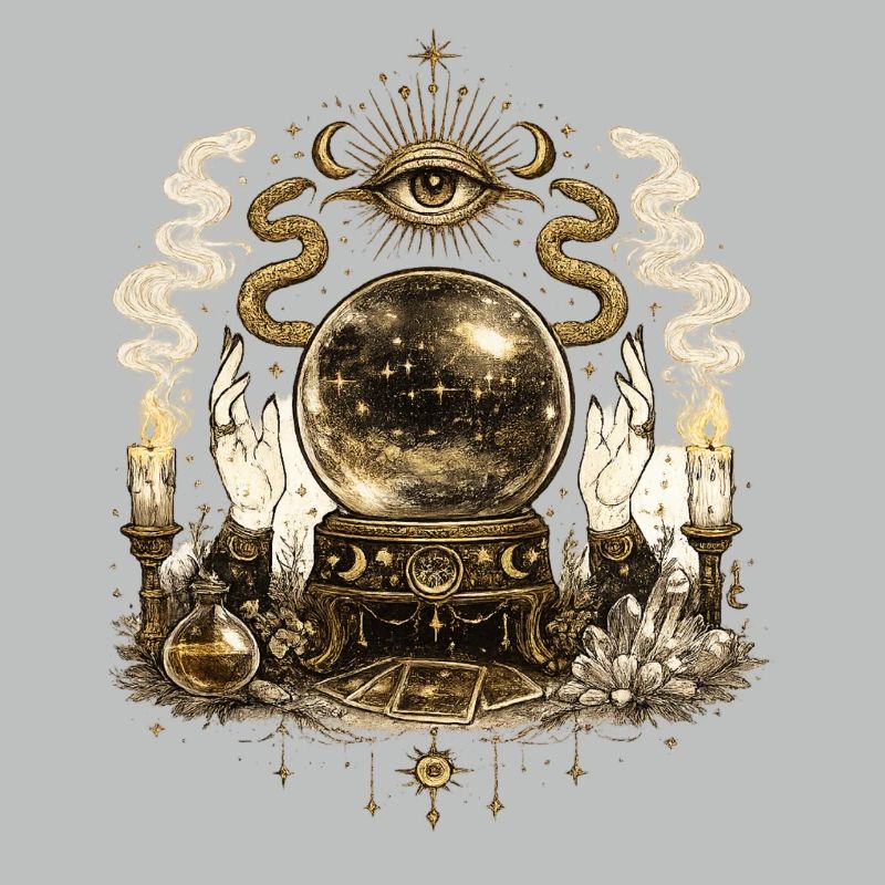 Balle de divination avec œil et bougies