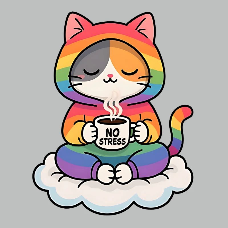 Rainbow Cat on a Cloud