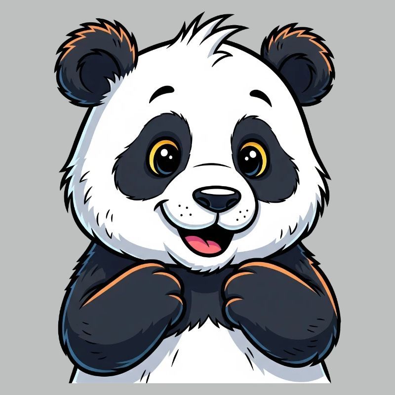 Panda mignon avec un visage heureux