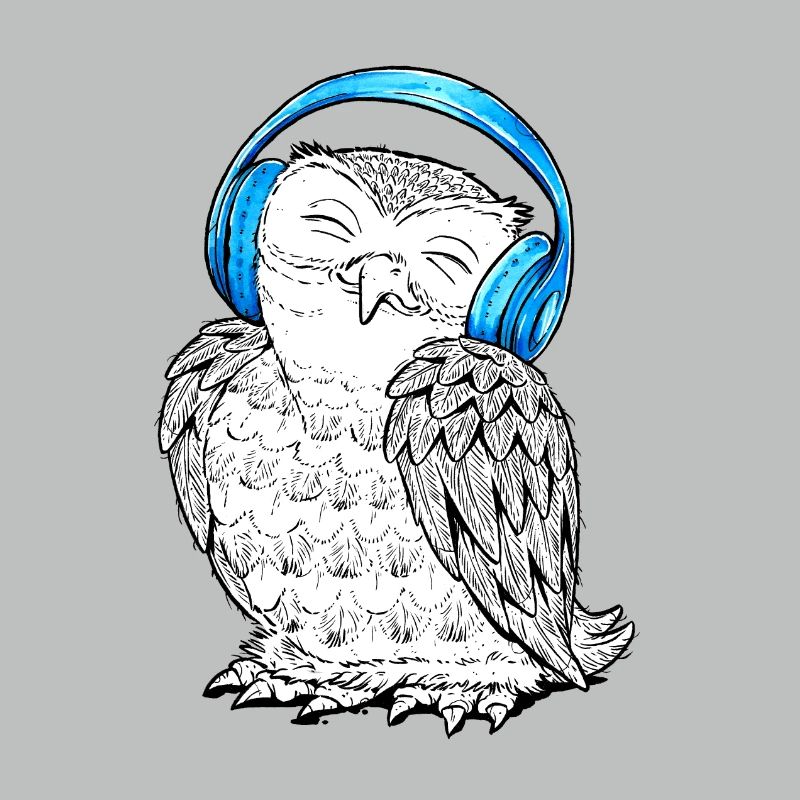 Eule mit Kopfhörern