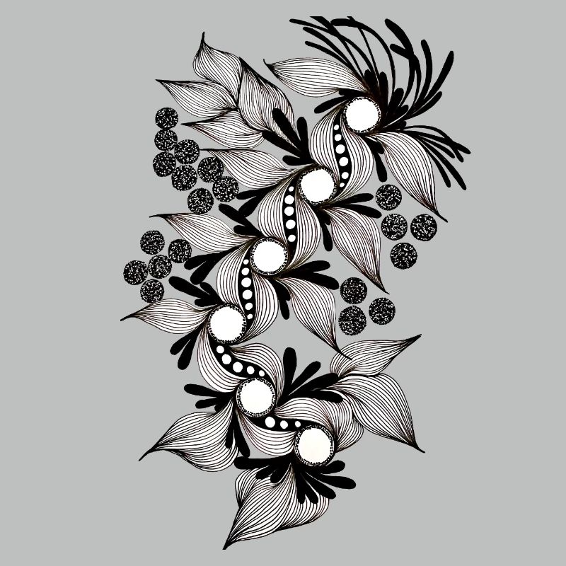 Spirale de fleurs noires et blanches