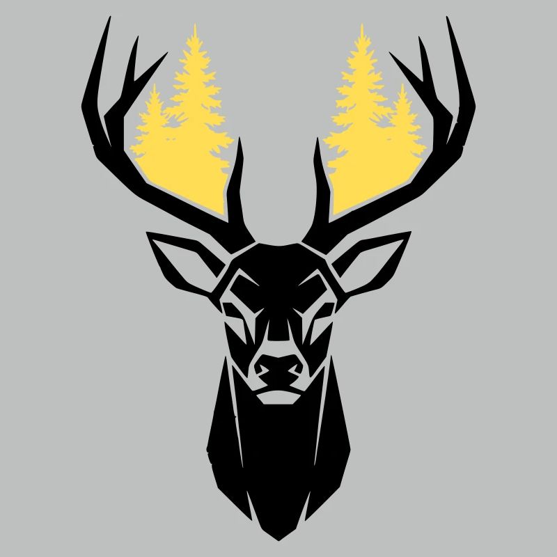 Deer Head Forest Silhouette