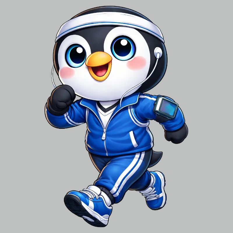 Marathon de jogging de pingouin sympa