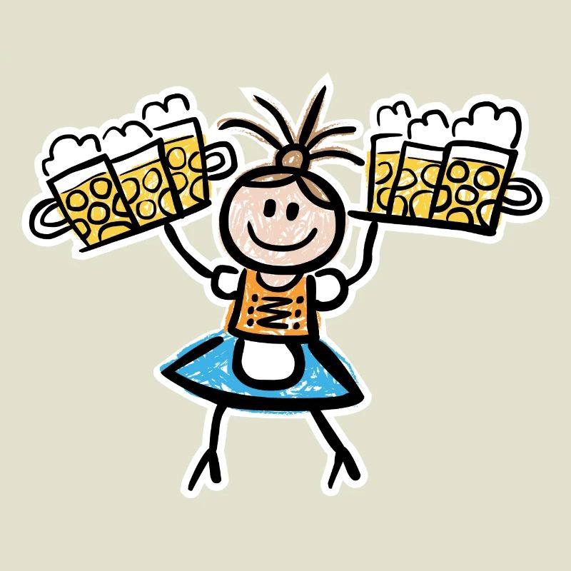 Kellnerin im Dirndl mit Biertablett