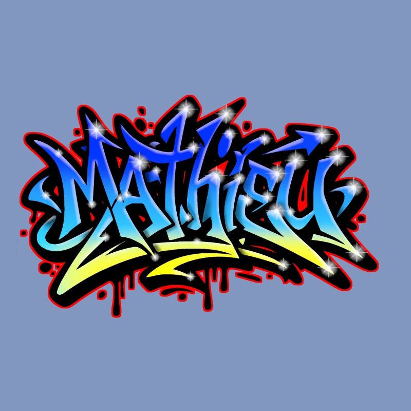 Mathieu Graffiti Printable Blue Yellow