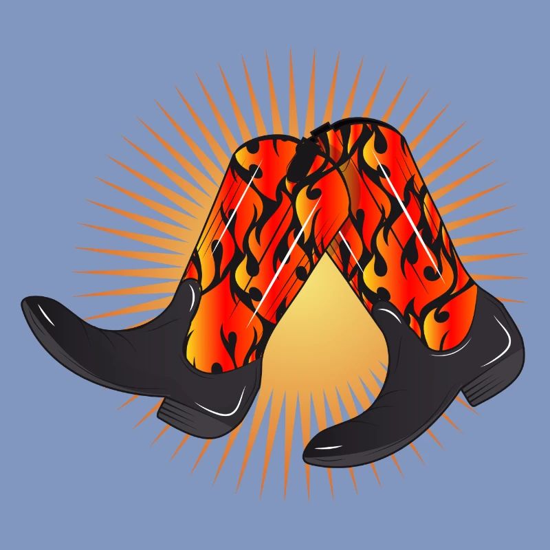 extravagant western boots with flame pattern