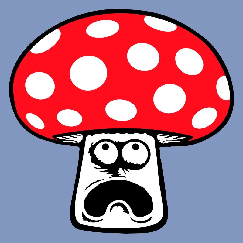 Champignon effrayé, paniqué, levant les yeux,