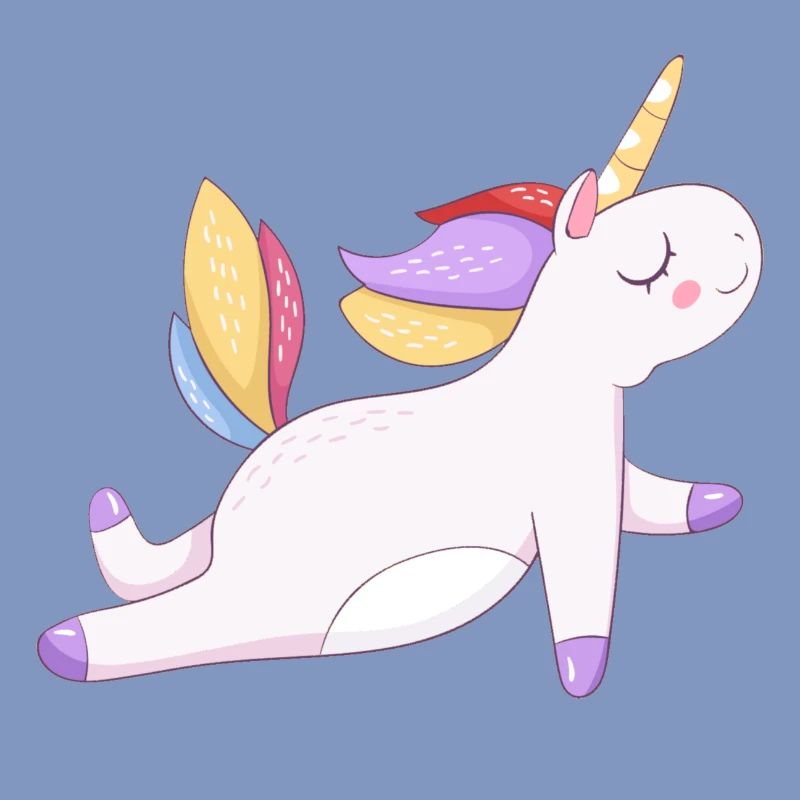 Buntes Einhorn sitzend, Pastellmuster