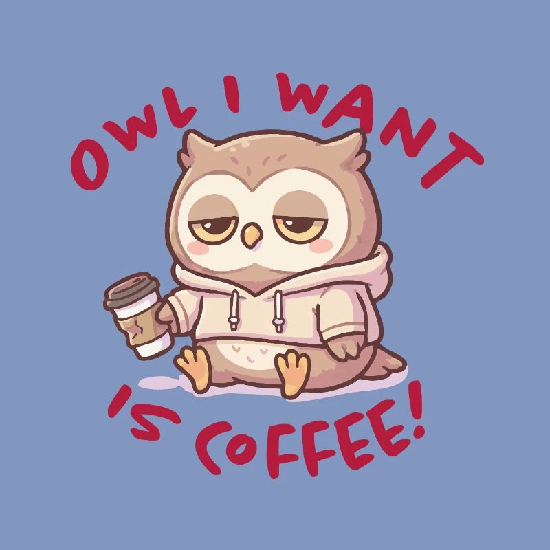 Sweat à capuche Coffee Love Owl Pullover