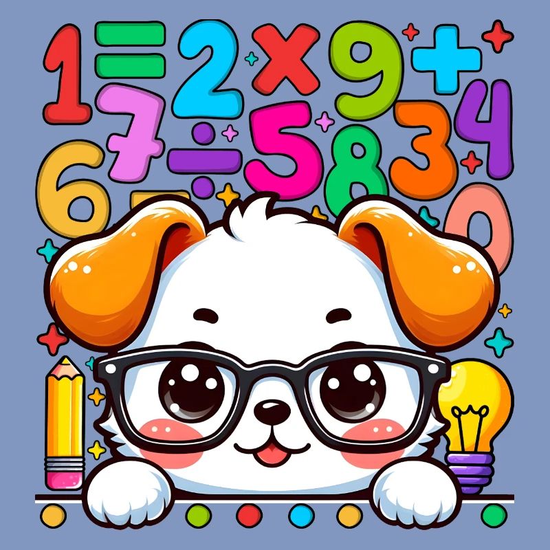 Number Day Maths Cute Math Pup Printed T-Shirt