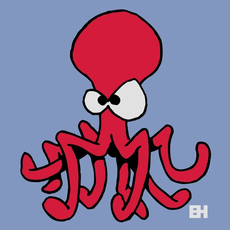 Playful Red Octopus Illustration