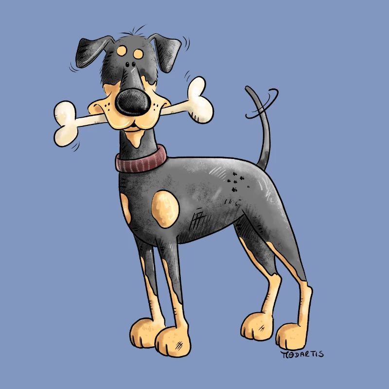 Dobermann Oder Pinscher mit Knochen