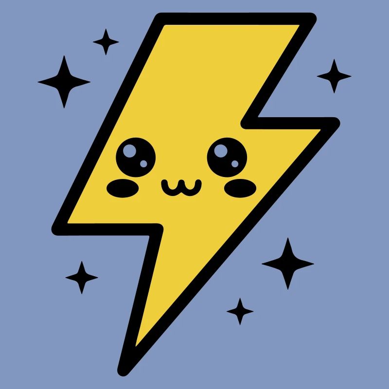 Éclair kawaii avec visage expressif