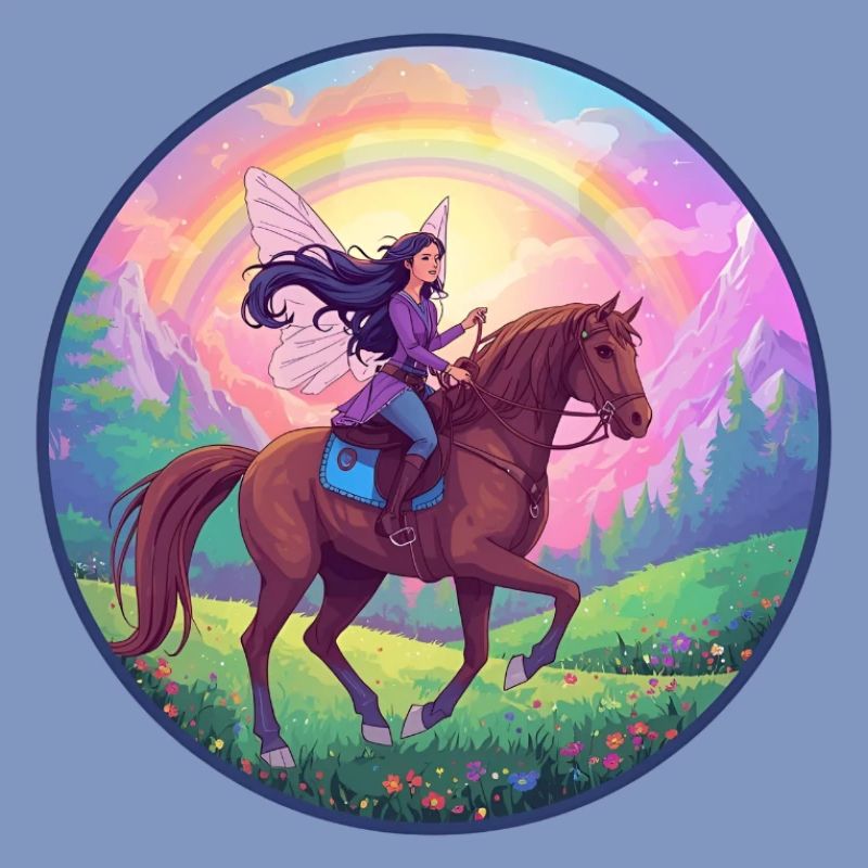 Fée imaginative sur cheval