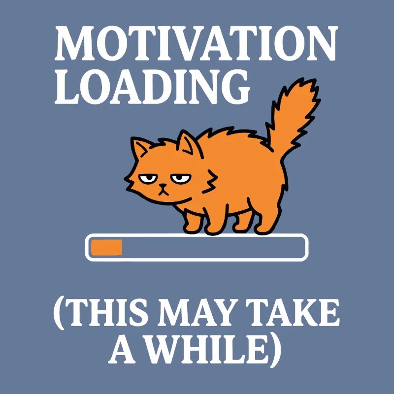 Motivation Loading Müde Katze mit Ladebalken