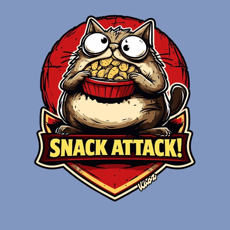 Snack attack cat with popcorn