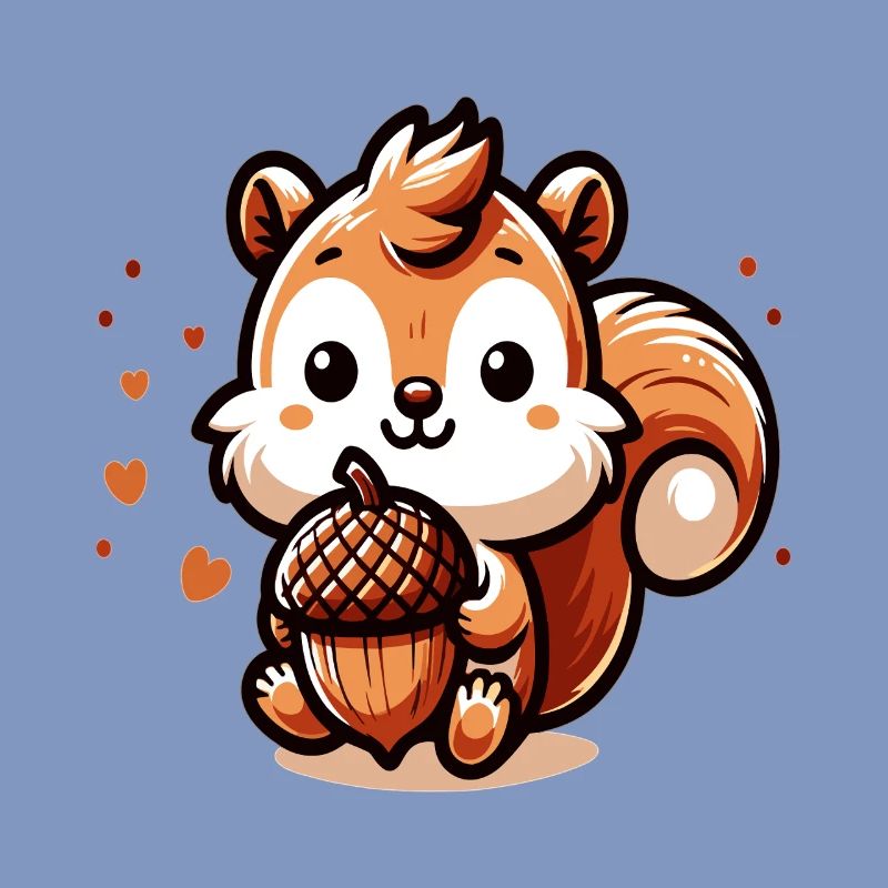 Süßes Eichhörnchen mit Herz-Eichel