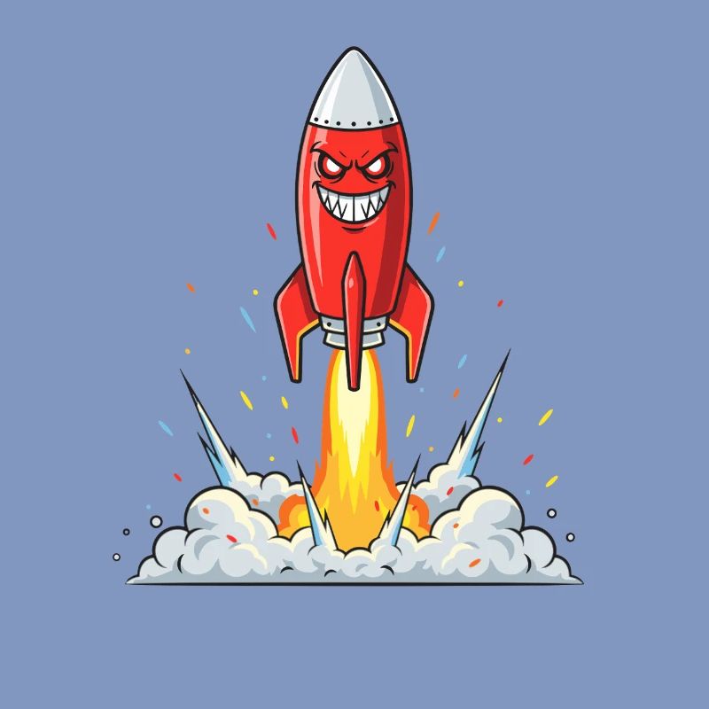 Wütender Raketen-Comic-Charakter