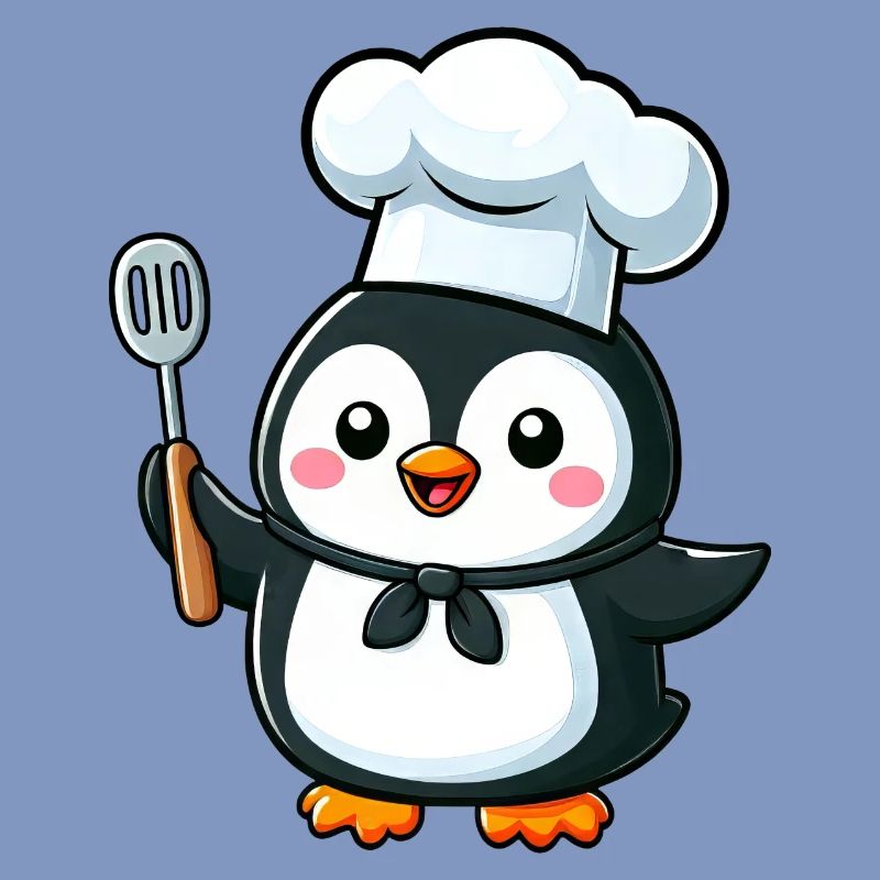 Cute Penguin Chef Cartoon Comic Design