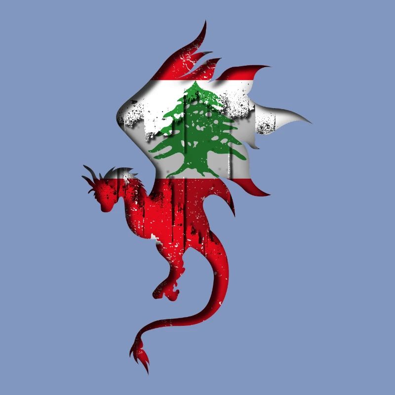 Drapeau du Liban - Liban - Silhouette de dragon
