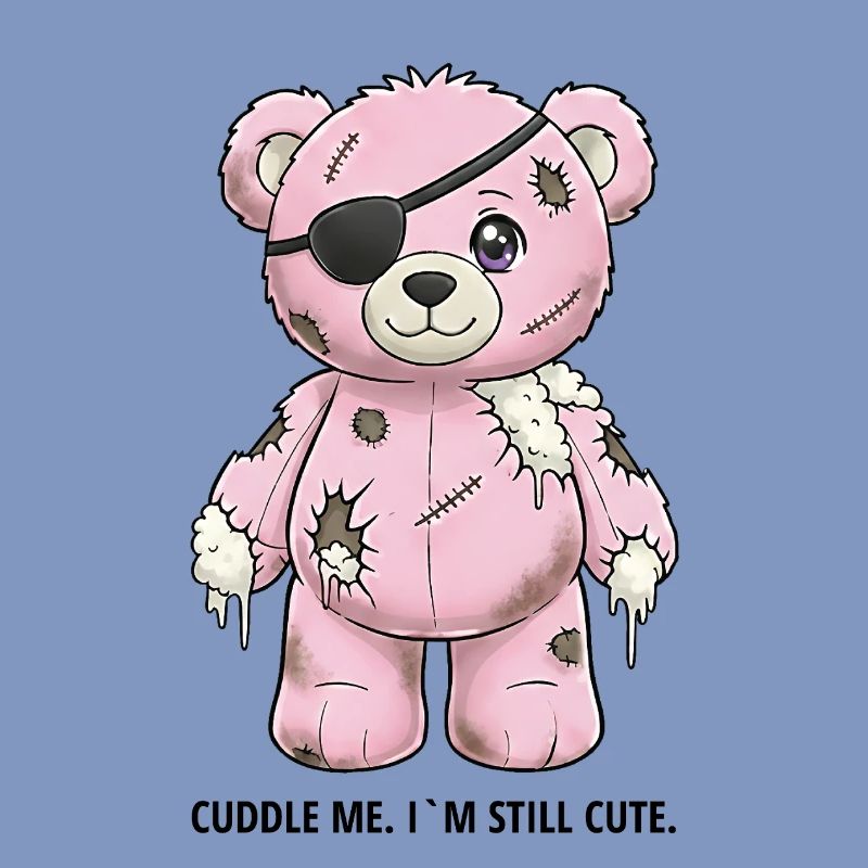 Patchwork Pink Teddy Bear with Eye Patch