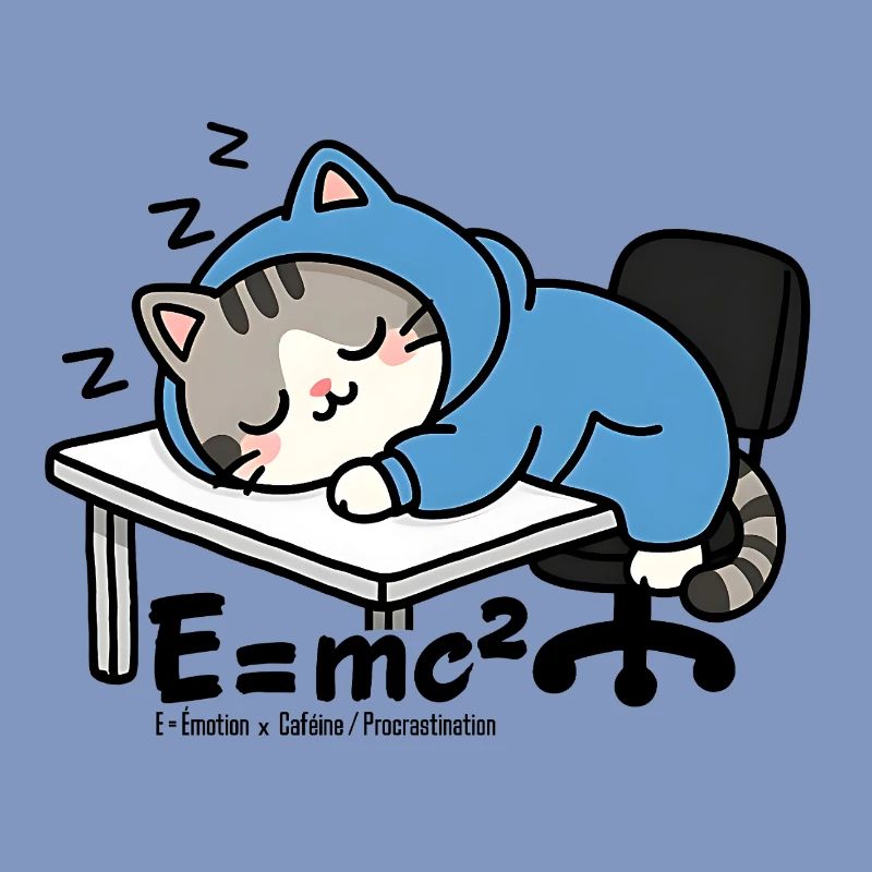 E = mc² - Sleeper Cat in Blue Pyjamas