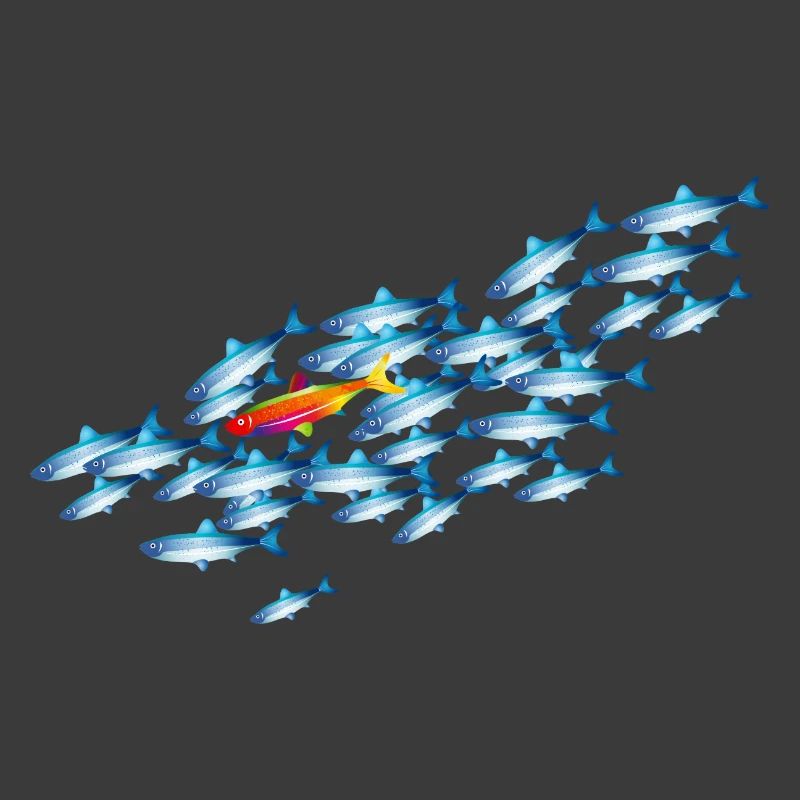 le poisson coloré dans l’essaim de poisson