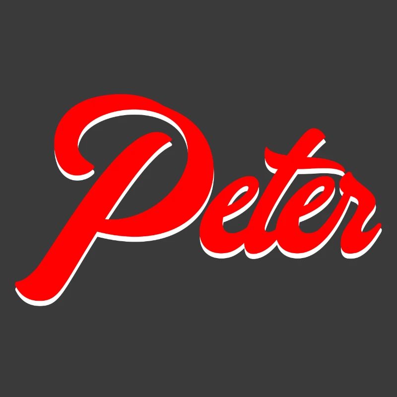 Vintage Red Script Name Peter Design