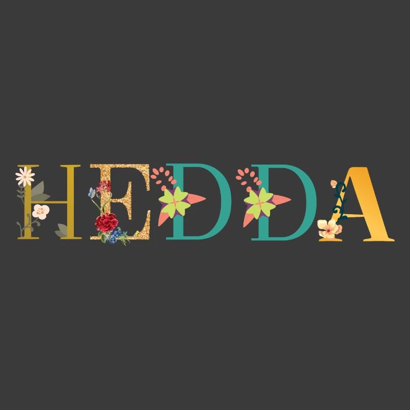 Le nom HEDDA est décoré de fleurs