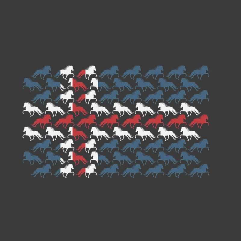 Tricolor horses in a repeating pattern