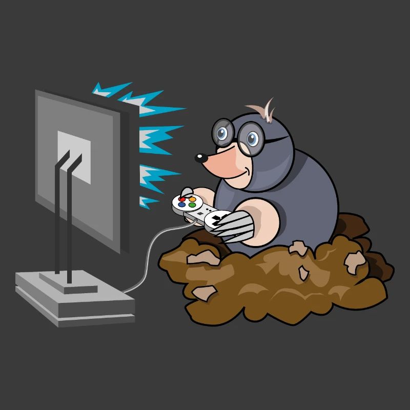 Maulwurf comic Gamer lustig Controller Gaming Logo
